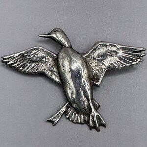 Richard E Bishop Duck In Flight Brooch Signed Sterling Silver #51 Vintage